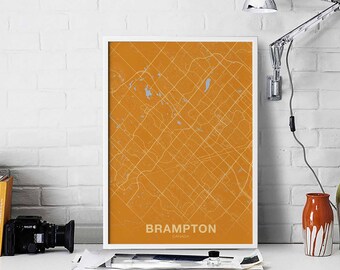 BRAMPTON Canada map poster color Hometown City Print Modern Home Decor Office Decoration Wall Art Dorm Bedroom Gift