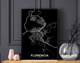 FLORENCIA Colombia map poster black white Hometown City Print Modern Home Decor Office Decoration Wall Art Dorm Bedroom Gift