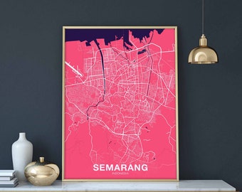 SEMARANG Indonesia poster color Hometown City Print Modern Home Decor Office Decoration Wall Art Dorm Bedroom Gift