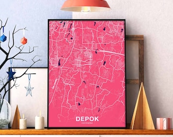 DEPOK Indonesia poster color Hometown City Print Modern Home Decor Office Decoration Wall Art Dorm Bedroom Gift