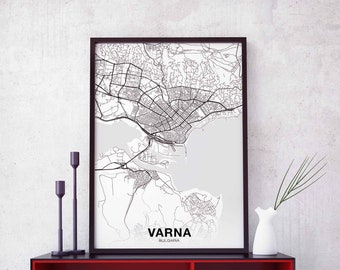 VARNA Bulgaria map poster Hometown City Print Modern Home Decor Office Decoration Wall Art Dorm Bedroom Gift