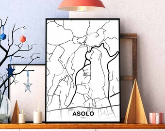 ASOLO Italy map poster Hometown City Print Modern Home Decor Office Decoration Wall Art Dorm Bedroom Gift