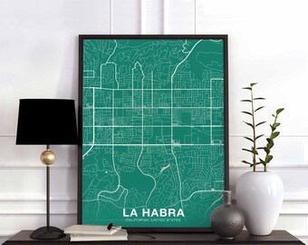 LA HABRA California CA usa poster color Hometown City Print Modern Home Decor Office Decoration Wall Art Dorm Bedroom Gift