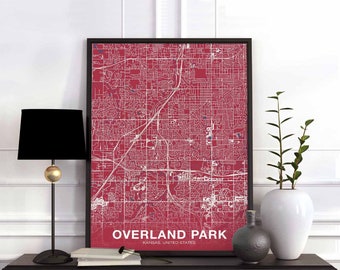 OVERLAND PARK Kansas KS usa poster color Hometown City Print Modern Home Decor Office Decoration Wall Art Dorm Bedroom Gift