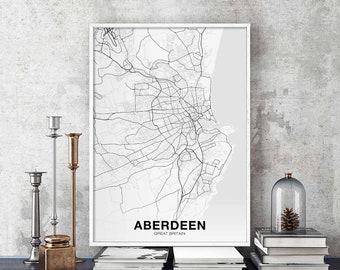 ABERDEEN Great Britain poster color Hometown City Print Modern Home Decor Office Decoration Wall Art Dorm Bedroom Gift