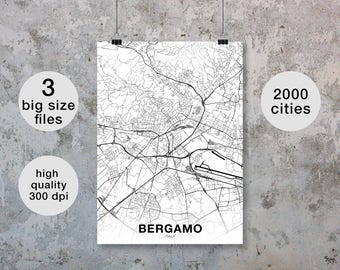 BERGAMO Italy map poster Hometown City Print Modern Home Decor Office Decoration Wall Art Dorm Bedroom Gift