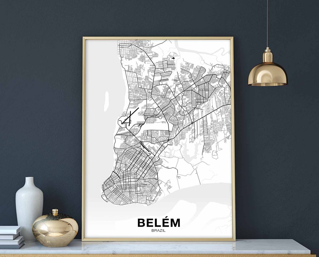 BELEM Brazil Map Poster Black White Hometown City Print Modern Home ...