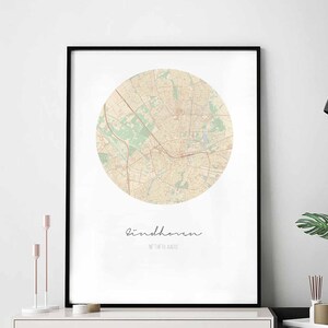 EINDHOVEN Nederland kaart poster wand decor ontwerp modern minimaal nordic reizen slaapkamer thuis kunst vintage retro slaapzaal kinderkamer housewarming