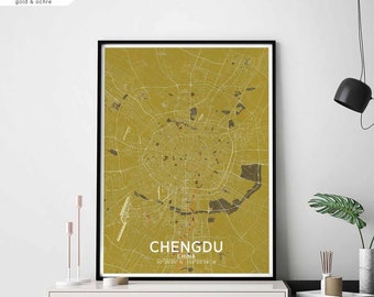 CHENGDU China map poster black white Hometown City Print Modern Home Decor Office Decoration Wall Art Dorm Bedroom Gift