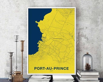 PORT-AU-PRINCE Haiti sugar yellow poster Hometown City Print Modern Home Decor Office Decoration Wall Art Dorm Bedroom Gift