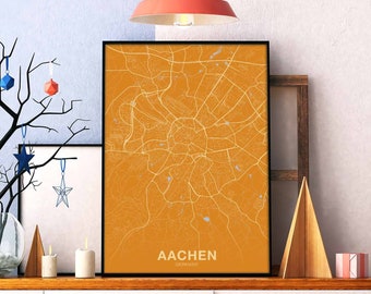 AACHEN Germany poster color Hometown City Print Modern Home Decor Office Decoration Wall Art Dorm Bedroom Gift