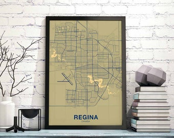 REGINA Canada map poster color Hometown City Print Modern Home Decor Office Decoration Wall Art Dorm Bedroom Gift