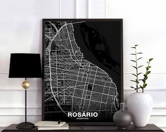 ROSARIO Argentina map poster black white Hometown City Print Modern Home Decor Office Decoration Wall Art Dorm Bedroom Gift
