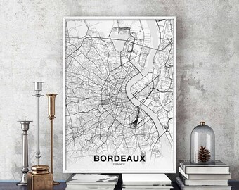 BORDEAUX France map poster Hometown City Print Modern Home Decor Office Decoration Wall Art Dorm Bedroom Gift