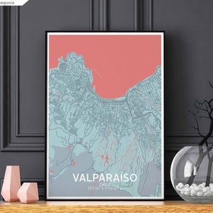 VALPARAISO Chile Karte Poster schwarz weiß Wand Dekor Design moderne skandinavisch minimalistisch nordisch Einweihungsparty Reise Schlafzimmer