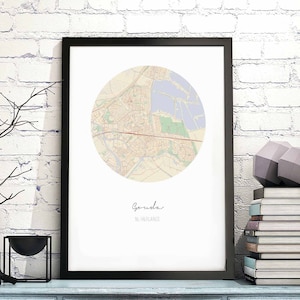 GOUDA Nederland kaart poster wand decor ontwerp modern minimaal nordic reizen slaapkamer thuis kunst vintage retro slaapzaal kinderkamer housewarming