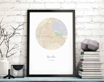 GOUDA Netherlands map poster wall decor design modern minimal nordic travel bedroom home art vintage retro dorm nursery housewarming