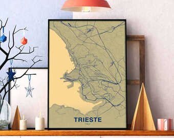 TRIESTE Italy map poster color Hometown City Print Modern Home Decor Office Decoration Wall Art Dorm Bedroom Gift