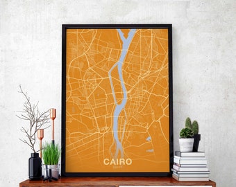 CAIRO Egypt map poster color Hometown City Print Modern Home Decor Office Decoration Wall Art Dorm Bedroom Gift