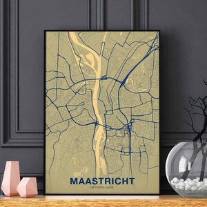 MAASTRICHT pays-bas, pays-bas, carte, affiche couleur, ville natale, ville, impression, moderne, décoration intérieure, bureau, décoration, mur, art, dortoir, chambre, cadeau