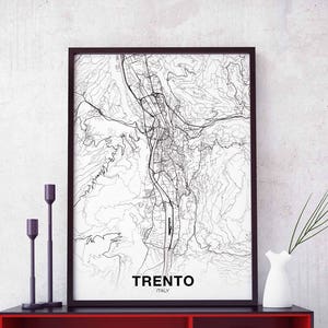 TRENTE italie carte affiche ville natale ville impression moderne décor à la maison bureau décoration mur art dortoir chambre cadeau