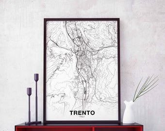 TRENTO Italy map poster Hometown City Print Modern Home Decor Office Decoration Wall Art Dorm Bedroom Gift