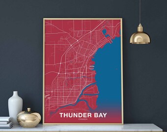 THUNDER BAY  Canada poster color Hometown City Print Modern Home Decor Office Decoration Wall Art Dorm Bedroom Gift
