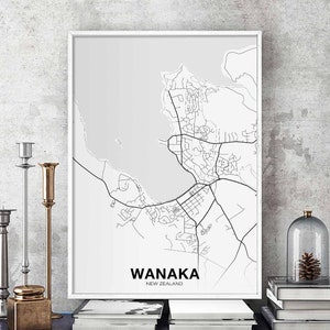 WANAKA nouvelle-zélande carte affiche ville natale ville impression moderne décor à la maison bureau décoration mur art dortoir chambre cadeau