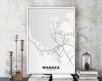 WANAKA New Zealand map poster Hometown City Print Modern Home Decor Office Decoration Wall Art Dorm Bedroom Gift