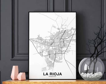 LA RIOJA Argentina map poster black white Hometown City Print Modern Home Decor Office Decoration Wall Art Dorm Bedroom Gift