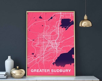 GREATER SUDBURY Canada poster color Hometown City Print Modern Home Decor Office Decoration Wall Art Dorm Bedroom Gift