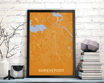 SHREVEPORT Louisiana LA USA poster color Hometown City Print Modern Home Decor Office Decoration Wall Art Dorm Bedroom Gift