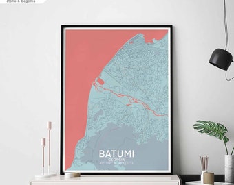 BATUMI Georgia map poster black white Hometown City Print Modern Home Decor Office Decoration Wall Art Dorm Bedroom Gift