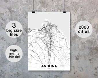 ANCONA Italy map poster Hometown City Print Modern Home Decor Office Decoration Wall Art Dorm Bedroom Gift