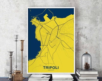 TRIPOLI Lebanon map poster color Hometown City Print Modern Home Decor Office Decoration Wall Art Dorm Bedroom Gift art