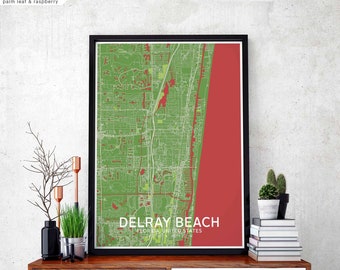 DELRAY BEACH Florida USA map poster black white Hometown City Print Modern Home Decor Office Decoration Wall Art Dorm Bedroom Gift