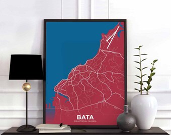 BATA Equatorial Guinea map poster color Hometown City Print Modern Home Decor Office Decoration Wall Art Dorm Bedroom Gift