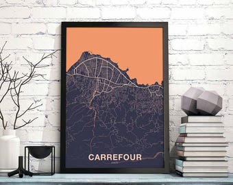 CARREFOUR Haiti map poster color Hometown City Print Modern Home Decor Office Decoration Wall Art Dorm Bedroom Gift