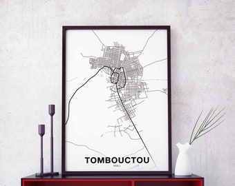 TOMBOUCTOU Mali map poster black white Hometown City Print Modern Home Decor Office Decoration Wall Art Dorm Bedroom Gift