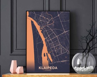 KLAIPEDA Lithuania map poster color Hometown City Print Modern Home Decor Office Decoration Wall Art Dorm Bedroom Gift art