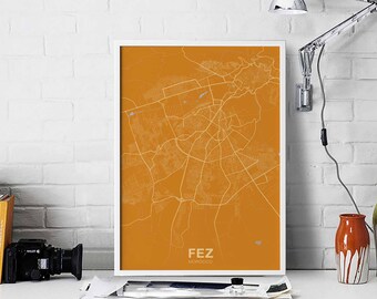 FEZ Morocco 12 colors map poster colors Hometown City Print Modern Home Decor Office Decoration Wall Art Dorm Bedroom Gift