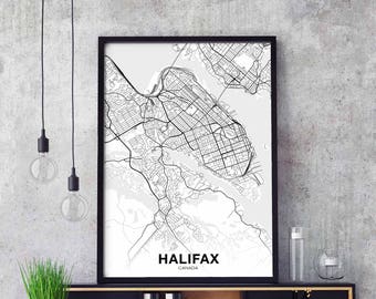 HALIFAX Canada map poster Hometown City Print Modern Home Decor Office Decoration Wall Art Dorm Bedroom Gift