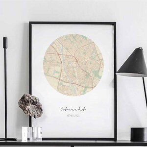 UTRECHT Nederland kaart poster wand decor ontwerp modern minimaal nordic reizen slaapkamer thuis kunst vintage retro slaapzaal kinderkamer housewarming