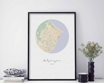HELSINGOR Denmark map poster wall decor design modern minimal nordic travel bedroom home art vintage retro dorm nursery housewarming