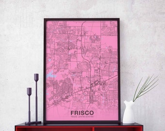 FRISCO Texas TX USA poster color Hometown City Print Modern Home Decor Office Decoration Wall Art Dorm Bedroom Gift