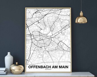 OFFENBACH am MAIN Germany map poster black white Hometown City Print Modern Home Decor Office Decoration Wall Art Dorm Bedroom Gift