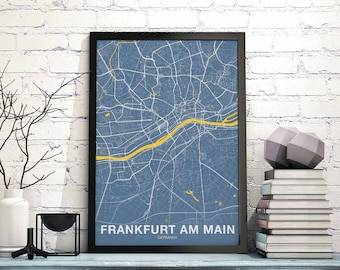 FRANKFURT AM MAIN Germany poster color Hometown City Print Modern Home Decor Office Decoration Wall Art Dorm Bedroom Gift