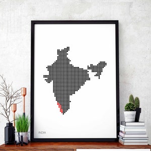 INDIA minimal dots retro Landkarte schwarz weiß Wand Dekor Design modern schweizerisch skandinavisch chic elegant elegant elegant elegant Geschenk