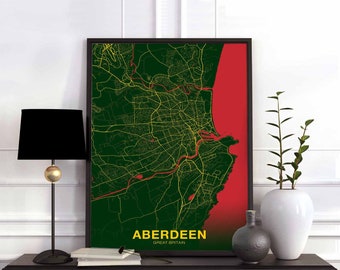 ABERDEEN Great Britain poster color Hometown City Print Modern Home Decor Office Decoration Wall Art Dorm Bedroom Gift