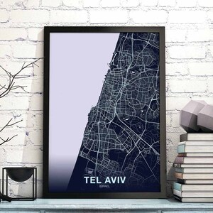 TEL AVIV israël couleur de l'affiche ville natale ville impression moderne décor à la maison bureau décoration mur art dortoir chambre cadeau